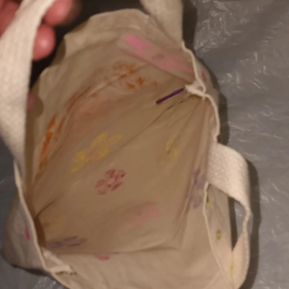Girl's Handpainted One of a Kind Goggly Eyes Girl Canvas Tote Bag
